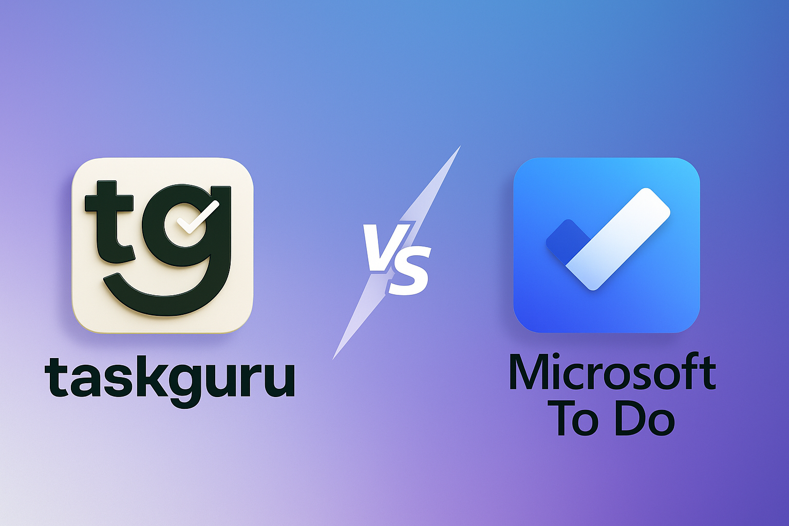 TaskGuru vs Microsoft To Do comparison visualization showing professional vs personal features